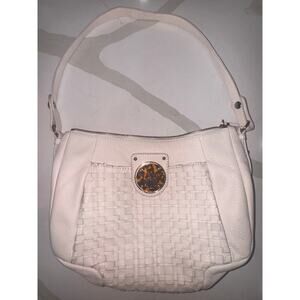 White leather shoulder bag by Elliott Lucca purse cow hide woven